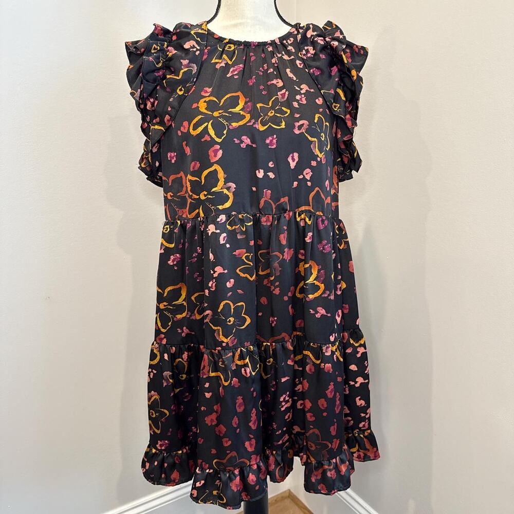 Black and pink floral dress
